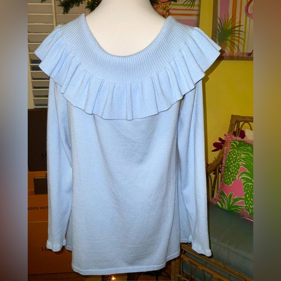 Lilly Pulitzer NWT Siesta Off Shoulder Sweater Crew Blue Size XL - Picture 7 of 8